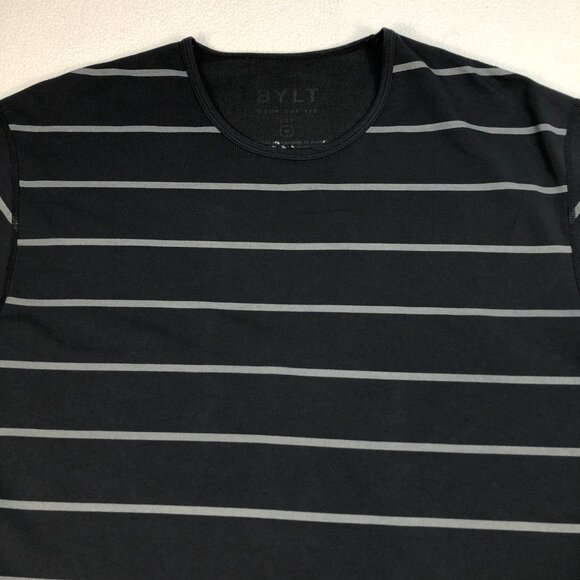 BYLT T-Shirt Mens M Black Stripe Drop Cut LUX Stretch Crew Neck Tee Short Sleeve - Picture 4 of 12